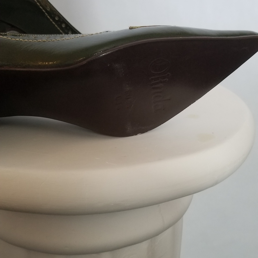 Olinda Olive Green Leather Pump Size 6M - Picture 3 of 5